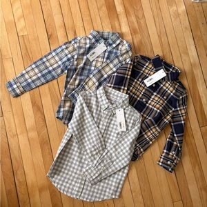 Boys Plaid Button-Down Shirt Trio - Blue, Navy & Gray